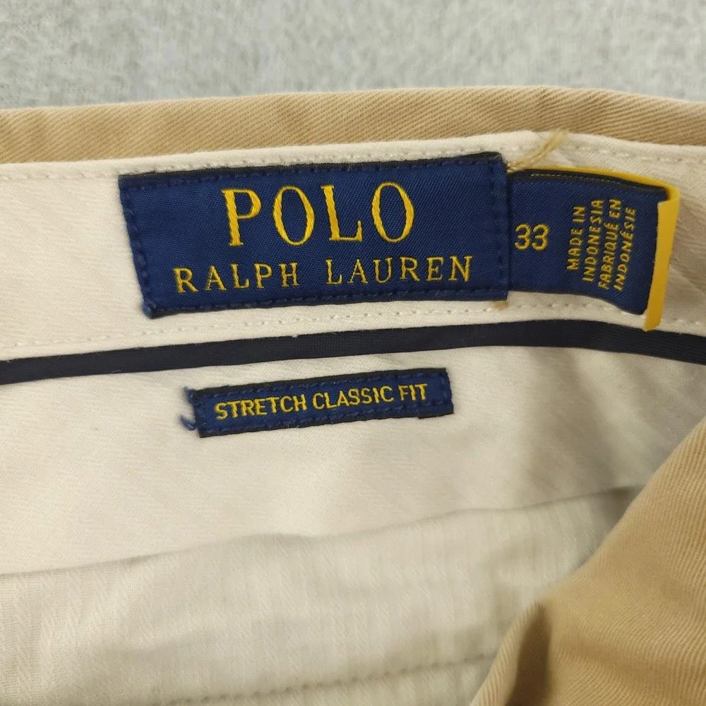 Polo Ralph Lauren Shorts Mens 33 Beige Stretch Chino Embroidered Pony 9